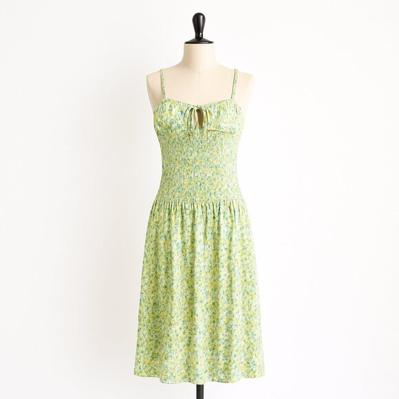 Free People Lavender Daze Smocked Midi Dress in Green Combo Size Large NEW - Picture 1 of 14